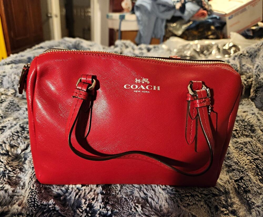 Coach Mini Bennett Satchel Red Crossgrain Leather Handbag Gold Hardware